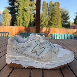 New Balance Kids' 550 White and Gray Sneakers
